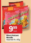 Mewo Instant Noodle Assorted-4 x 60g Each