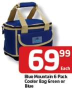 Blue Mountain 6 Pack Cooler Bag Green Or Blue-Each
