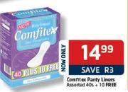 Comfitex Panty Liners Assorted-40's + 10 Free