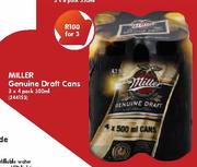  Miller Genuine Draft Cans-3X4Pack 500ml
