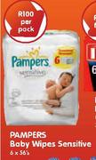 Pampers Baby Wipes Sensitive-6X56's