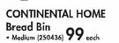 Continental Home Bread Bin Medium-Each