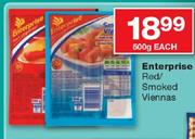 Enterprise Red/Smoked Viennas-500g Each