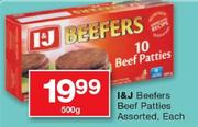 I & J Beefers Beef Patties Assorted -500g Each