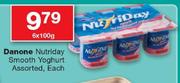 Dairy Nutriday Smoth Yoghurt Assorted-6x100g Each