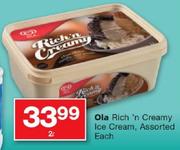 Ola Rich'n Creamy Ice Cream,Assorted-2Ltr Each