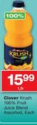 Clover Krush 100% Fruit Juice Blend Assorted -1.5Ltr