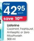 Listerine Coolmint, Freshburst, Antiseptic Or Zero Mouthwash-500ml Each