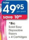 Bic Soleil Easy Disposable Razors+4 Cartridges-Per Pack
