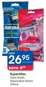 Super-Max Triple Blade Disposable Razors-5-Pack