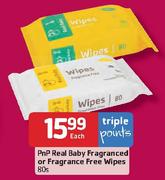 Pnp Real baby Fraganced Or Fragrance Free Wipes-80's pack Each