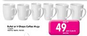 Bullet Or V-Shape Coffee Mugs-Per 6 Pack