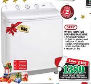Defy 6kg White Twin Tub Washing Machine DTT166