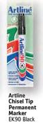 Artline Chisel Tip Permanent Marker Ek90 Black