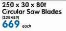Blacksmith 250mmx30mmx80t Circular Saw Blades-Each