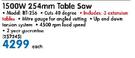 Ryobi 1500W 254mm Table Saw BT-256