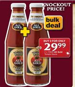 2X700ml All Gold Tomato Sauce