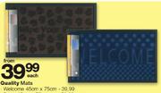 Quality Mats Welcome-45cm x 75cm Each