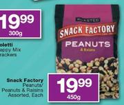 Snack Factory Peanuts/Peanuts & Raisins Assorted-450g