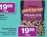Snack Factory Peanuts/Peanuts & Raisins-450gm Each