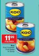 Koo Fruit Cocktail/Fruit Salad In Syrup-410g Each