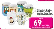 4 Pack Owl, Kingsley Teaspoons Or Start Your Day Coffee Mugs