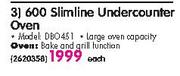Defy 600 Slimline Undercounter Oven(DBO451)-Each
