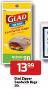 Glad Zipper Sandwich Bags-20's