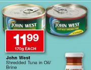 John West Shredded Tuna in Oil/Brine-170gm Each