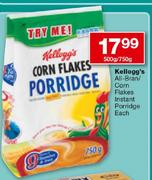 Kellogg's All-Bran Corn Flakes Instant Porridge-500gm/750gm Each