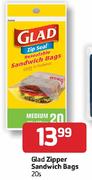 Glad Zipper Sandwich Bags -20's