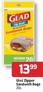 Glad-Zipper Sandwich Bags-20's