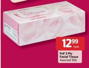 Pnp-3-Ply Facial Tissue Assorted-100's Each