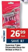 Supermax Triple Disposable Razor For Women Or Men5s-Each