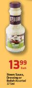 Steers Sauce, Dressing Or Relish Assorted-375ml Each