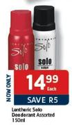 Lentheric Solo Deodorant-150ml Each