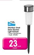 Nature Worx Stainless Steel Solar Garden Light Bollard each