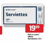  PnP No Name White Serviettes - 200's