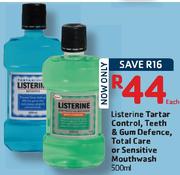 Listerine Tartar Control, Teeth & Gum Defence, Total Care Or Sensitive Mouthwash-500Ml Each