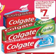 Colgate Regular Range Toothpaste 100Ml Or Active Salt Toothpaste-75Ml Each