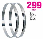 Sterling Silver Bangles-6mm Each