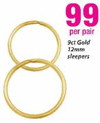 9ct Gold 12mm Sleepers-Per Pair