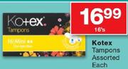 Kotex Tampons-16's Each