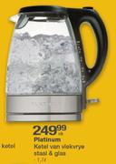 Platinum Ketel Van Vlekvrye Staal & Glas-1.7Ltr