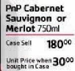 PnP Cabernet Sauvignon or Merlot-Per Case
