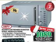 Defy 34Ltr Silwer Elektroniese Rooster-Spiel Mikrogolfoond DMO343