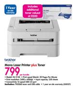 Brother Mono Laser Printer HL-2130 Plus Toner-Per Bundle