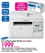 Samsung 4-In-1 Mono Laser Printer SCX-3405FW Plus Toner-Per Bundle