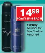 Yardley Aerosol For Men/Ladies-90ml/125ml Each