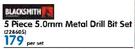 Blacksmith 5 Piece 5.0mm Metal Drill Bit Set-Per Set